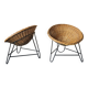 Paire de chaises pod en bambou et fer du milieu du siècle, années 1960