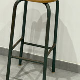Industrial high stool in wood and iron