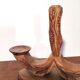 Carved wooden candle holder