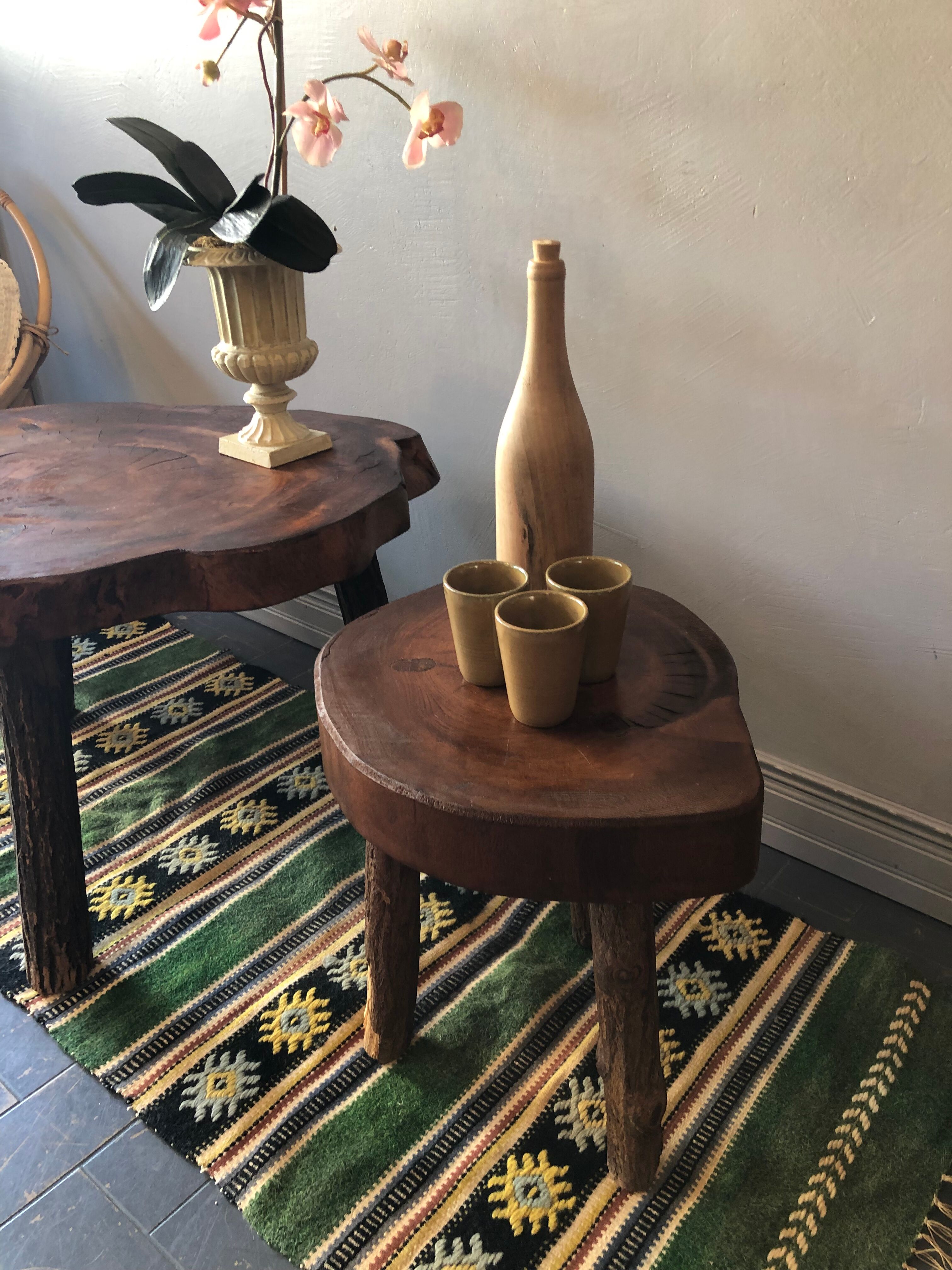 Brutalist oak side table