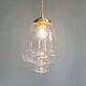 Vintage pendant light in transparent bubbled glass, 70s