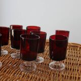 9 Luminarc red liquor glasses