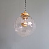 Vintage transparent cracked glass pendant, 1970s.