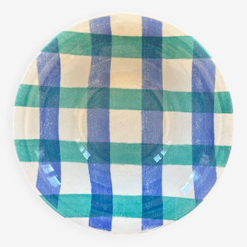 Green and blue checkered salad bowl