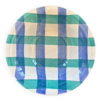 Green and blue checkered salad bowl