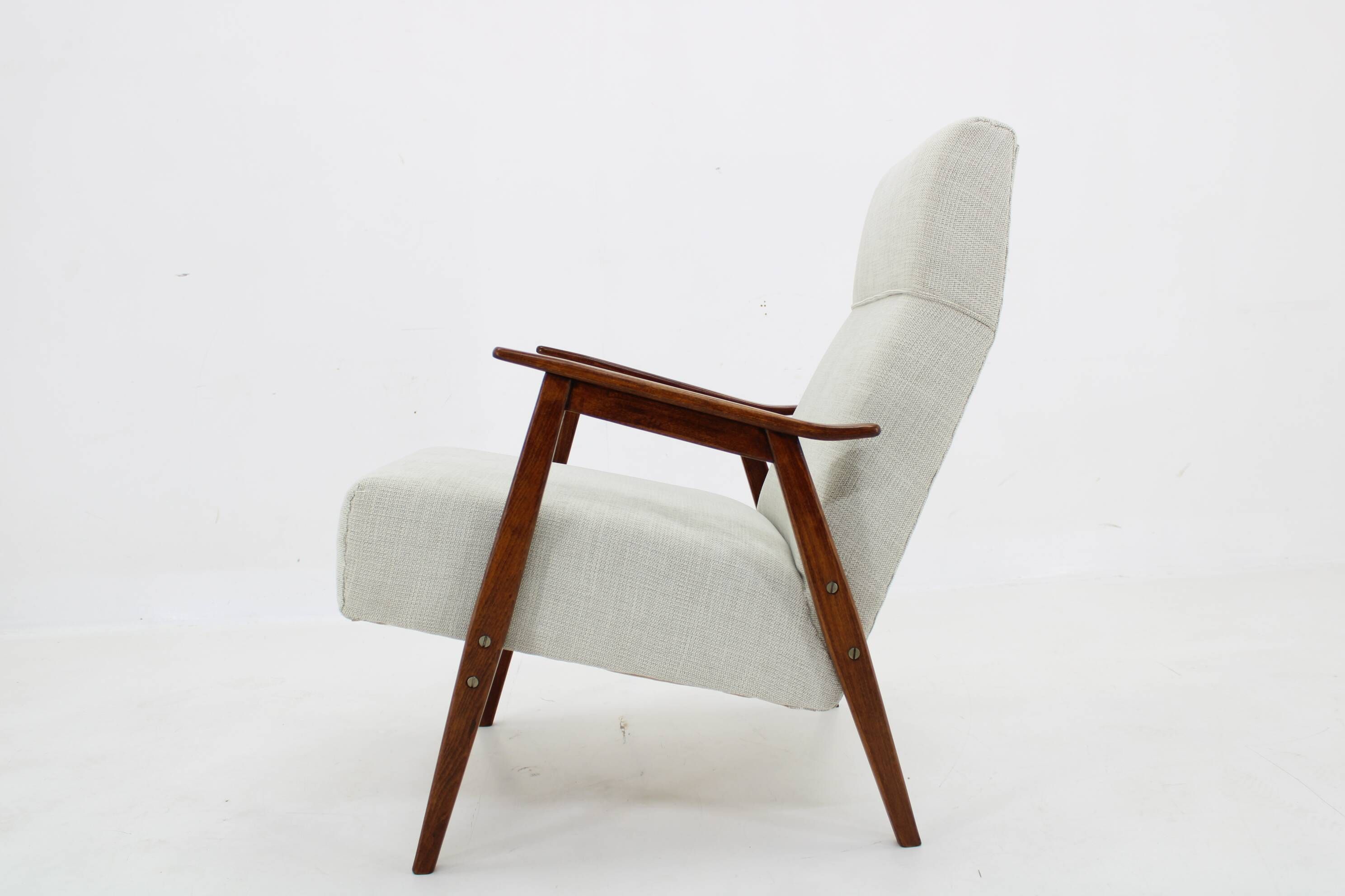 Restored beech armchair from the 1960s, Czechoslovakia