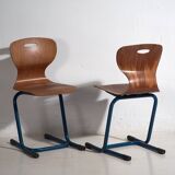 Chaises d’école d’époque (c.1950). Ensemble de 4 pièces