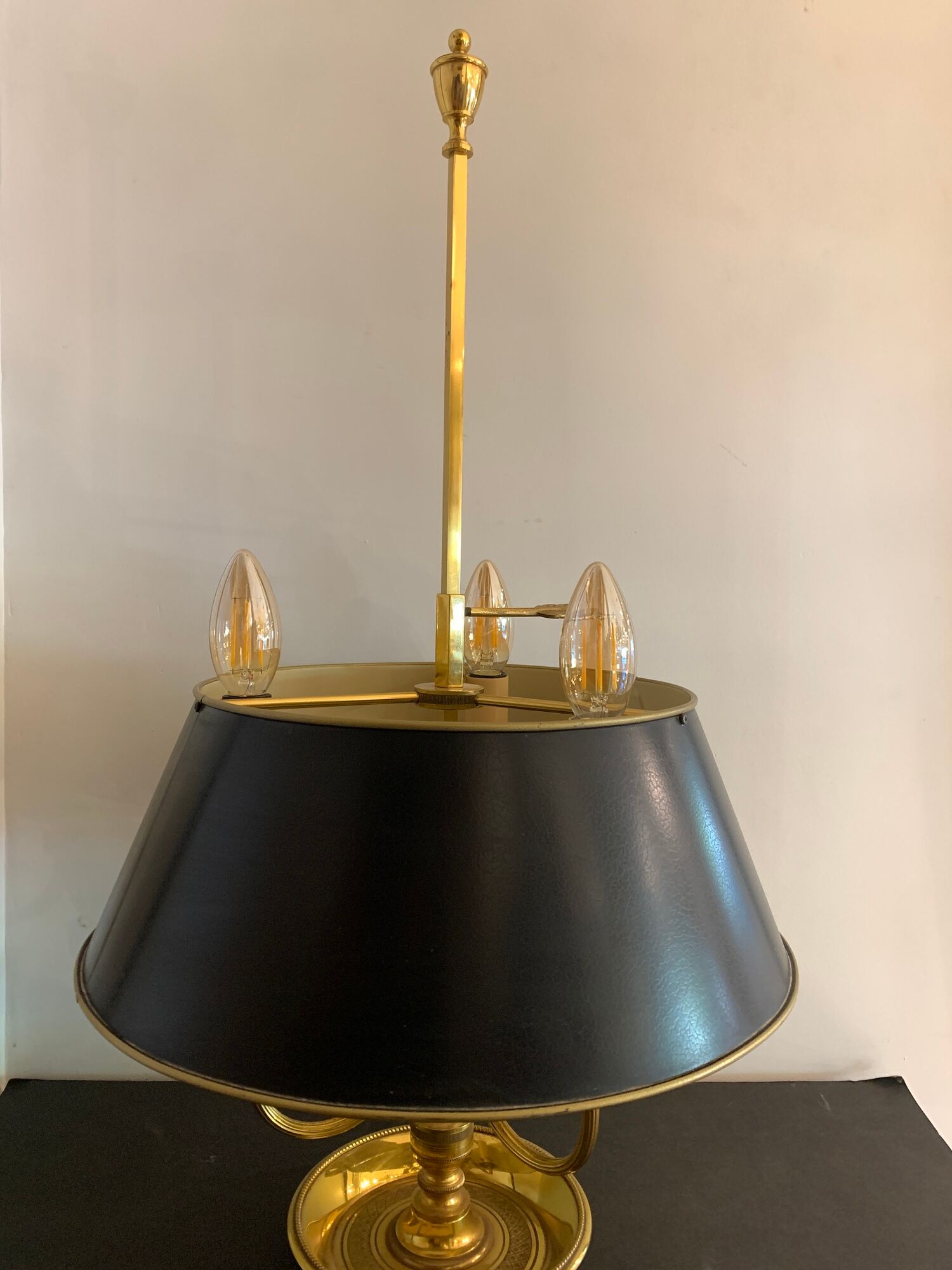 Hot water bottle lamp, 3 lights in bronze Lucien Gau, XXth