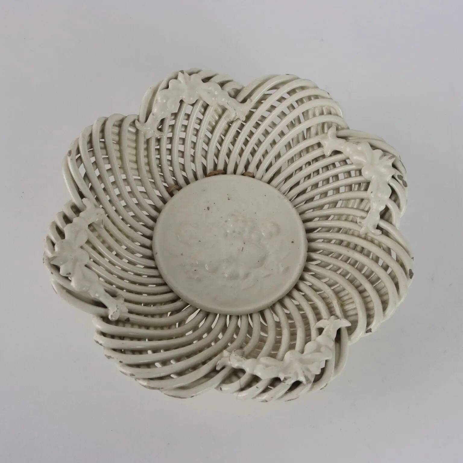 Antique ceramic basket, Veneto, 19th century