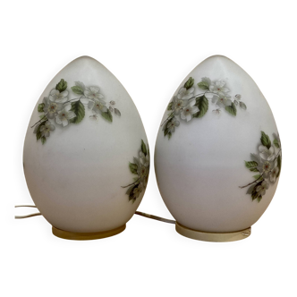 Paire de lampes opaline Design 1950 "Ben Swildens".