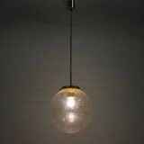 Design Midcentury Brass and bubble glass Pendant, 1980s