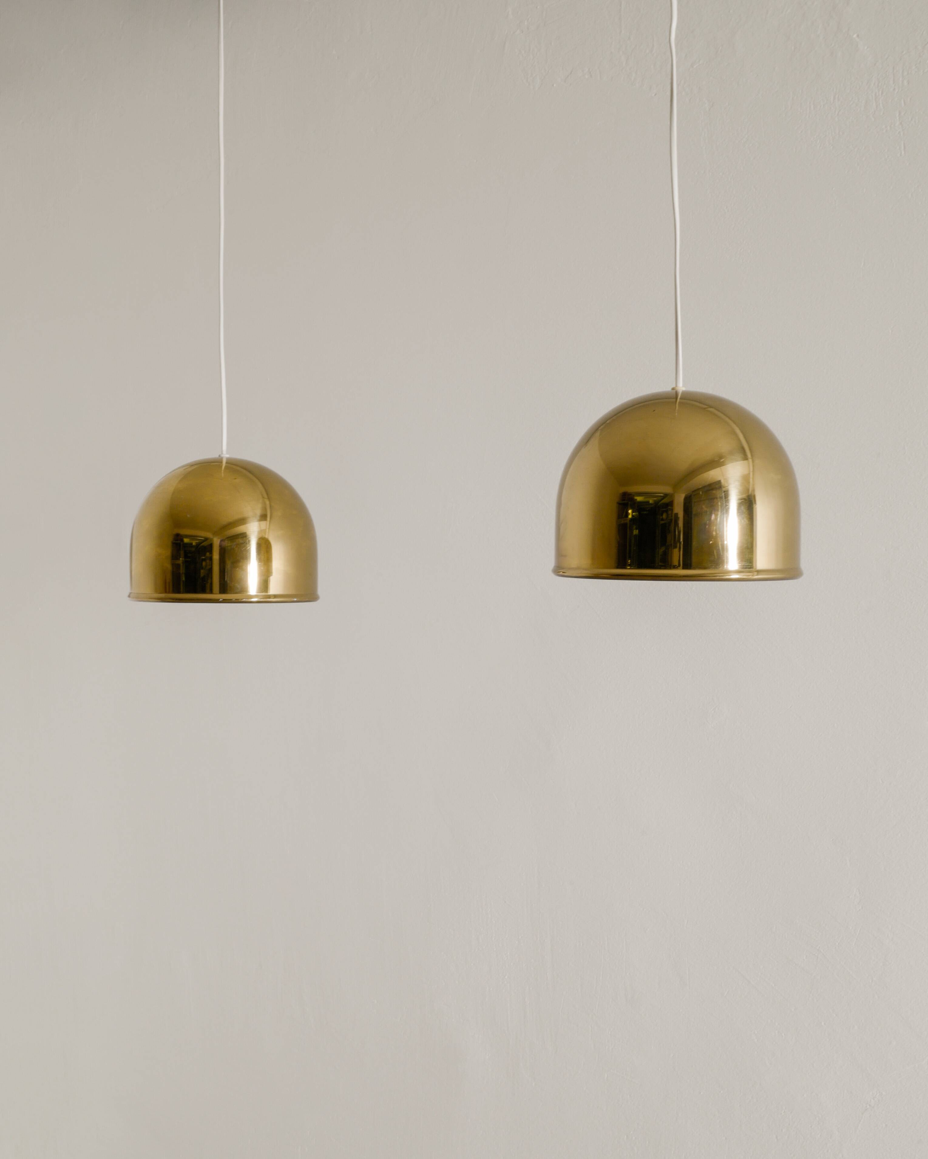 Pair of Swedish Brass Ceiling Pendant Lamps by Eje Ahlgren Bergboms, 1960s