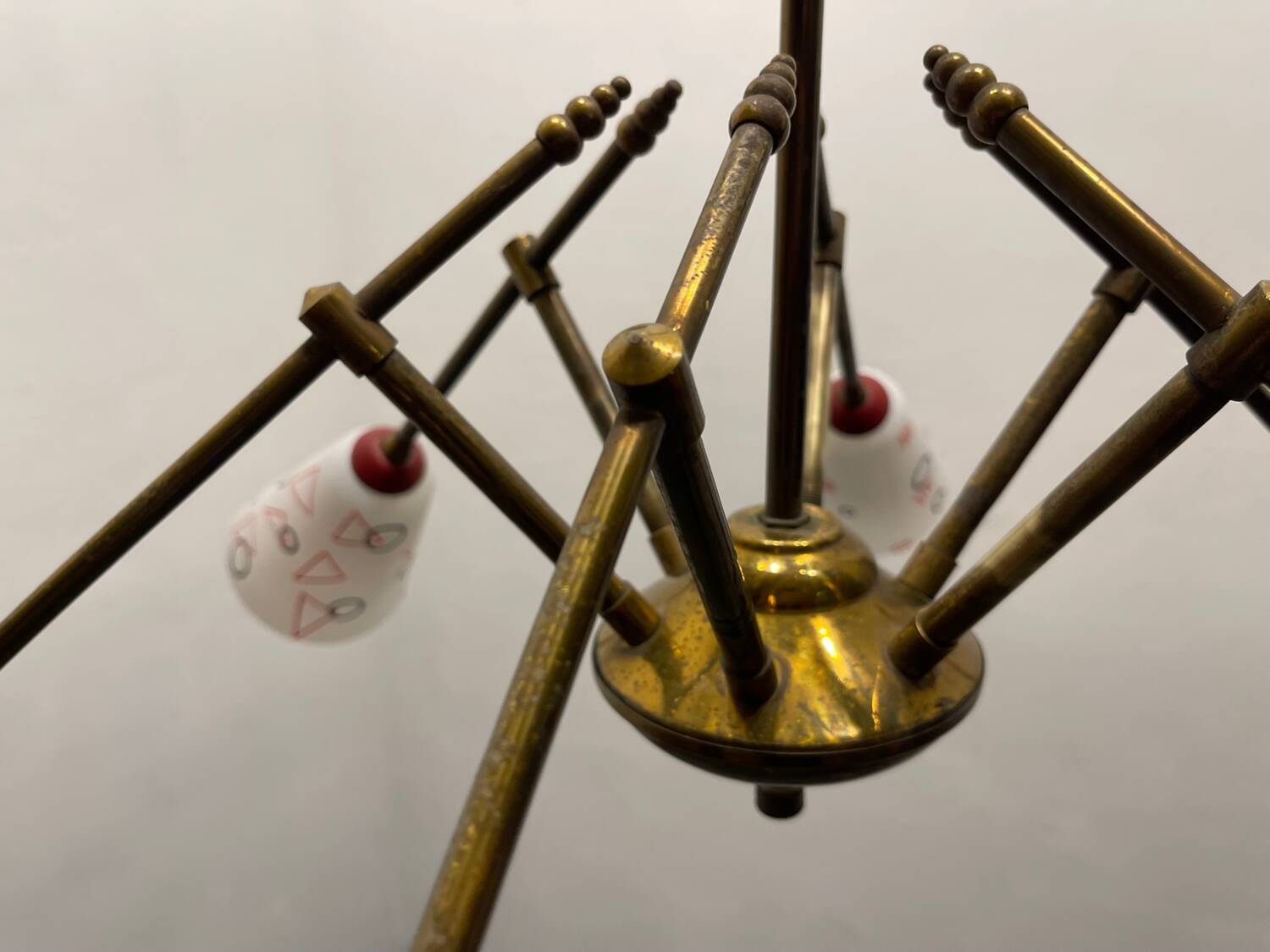 Italian Geometric Bronze chandelier 1950’s