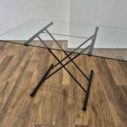 Italian desk dining coffee table Glass top metal legs adjustable height