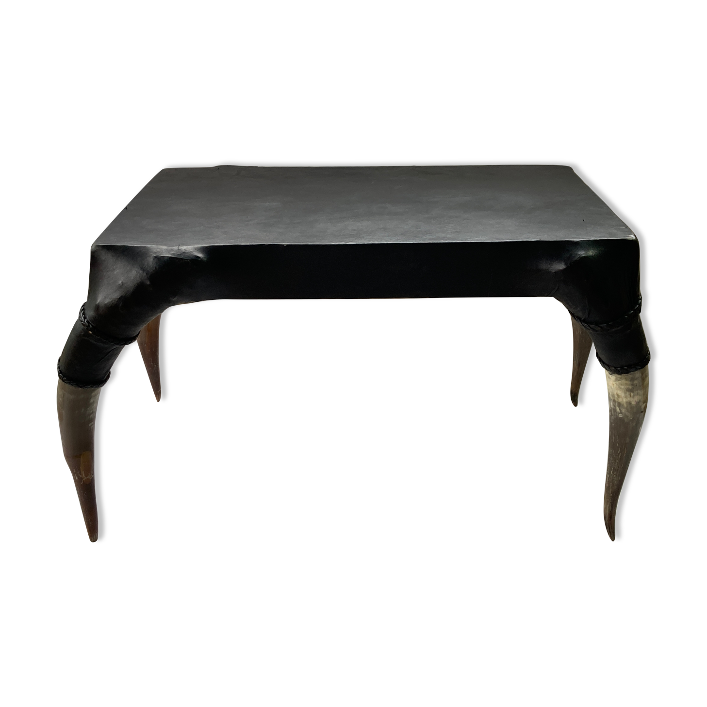 Edwardian, antique leather Cowhorn Table, 1901-1914