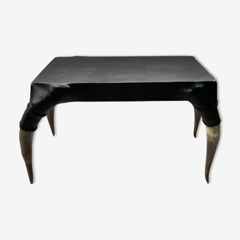 Edwardian, antique leather Cowhorn Table, 1901-1914