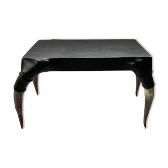 Edwardian, antique leather Cowhorn Table, 1901-1914