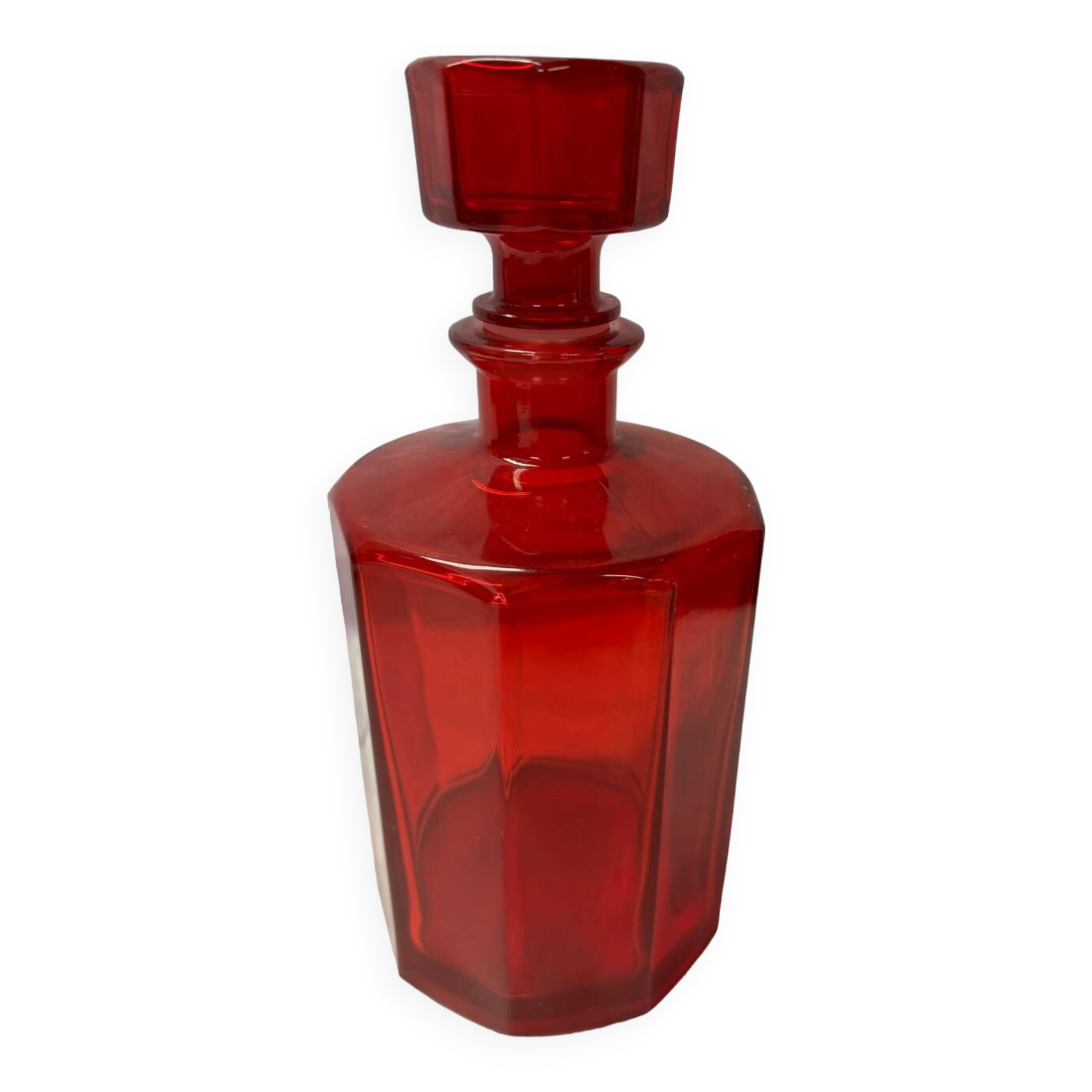 Red glass carafe