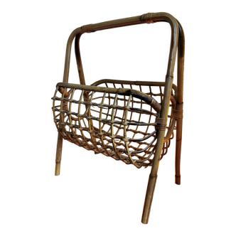 Bamboo rattan magazine holder