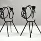 Pair of Black Metal Goat Candleholders — Gunnar Ander for Ystad-Metall, Sweden, 1960s
