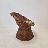Pair of italian wicker lounge chairs, 1960's