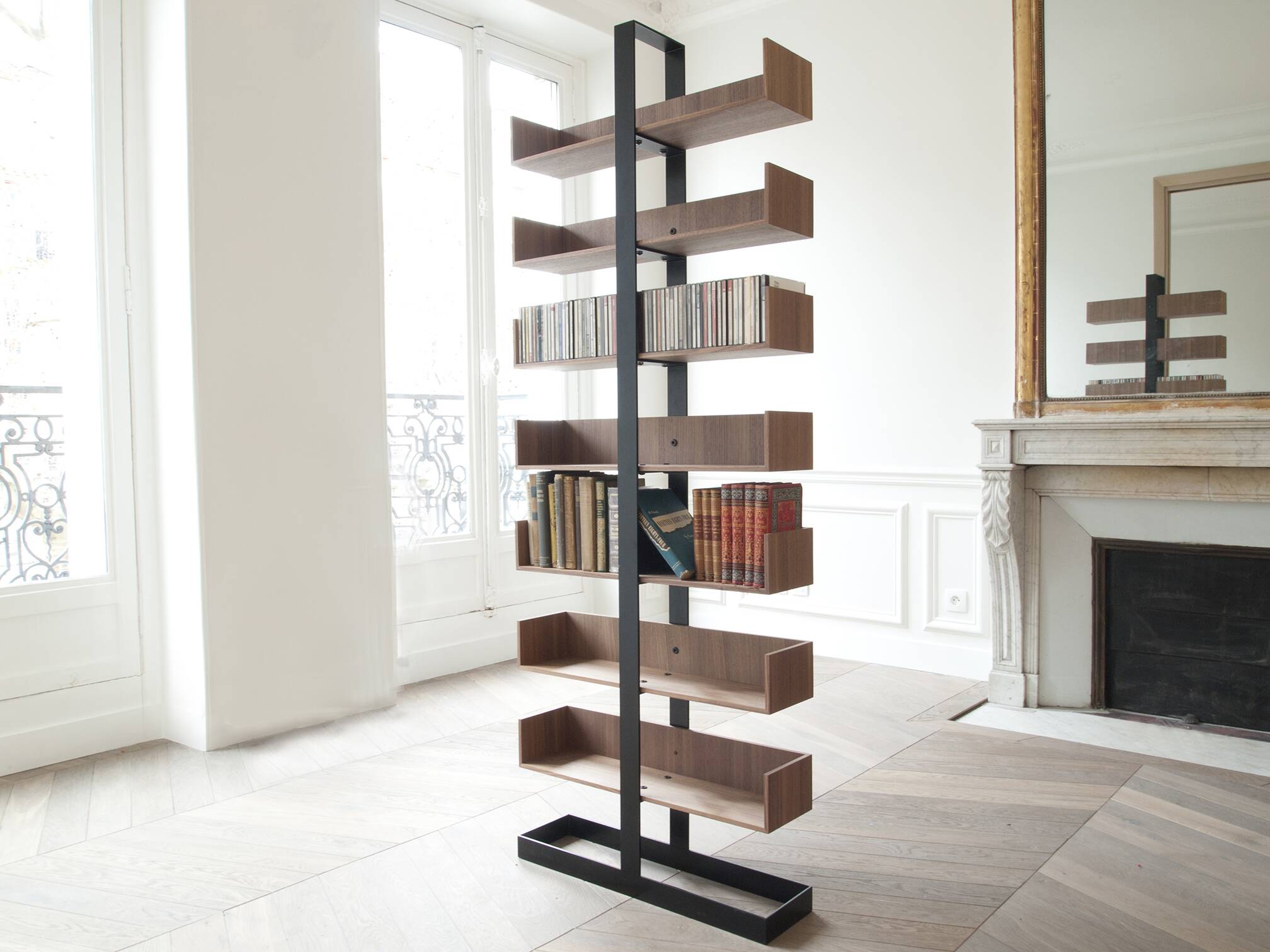 Severin Library 1 American walnut and matte black steel