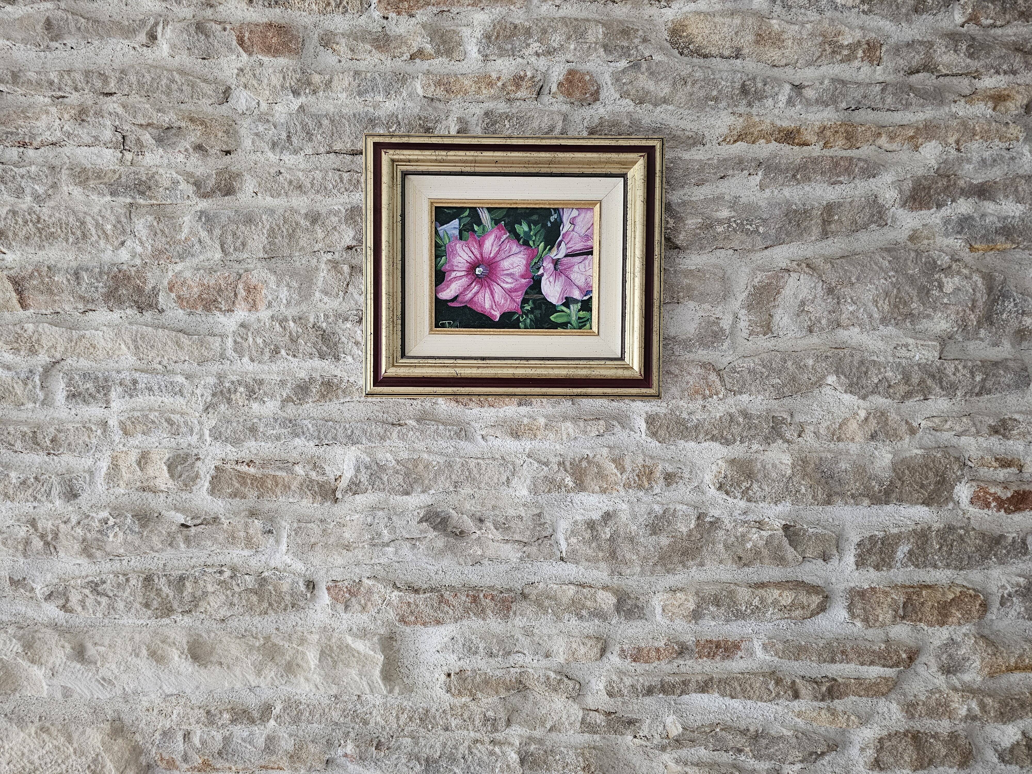 Tableau - Oil on canvas Flowers the Petunias Signed Didier Parcelier