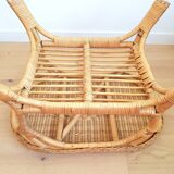 Table basse en rotin vintage