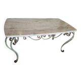 Marble and wrought iron coffee table