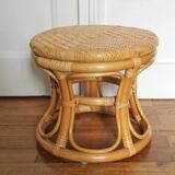 Low rattan stool and vintage canning