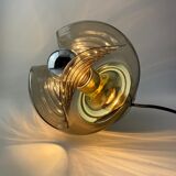 Smoked Glass & Gold Chromed table lamp futura by Peill and Putzler 1970