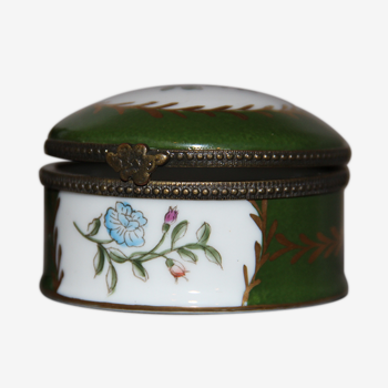 Old hand-decorated porcelain pillbox