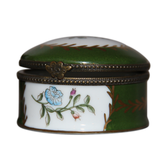 Old hand-decorated porcelain pillbox