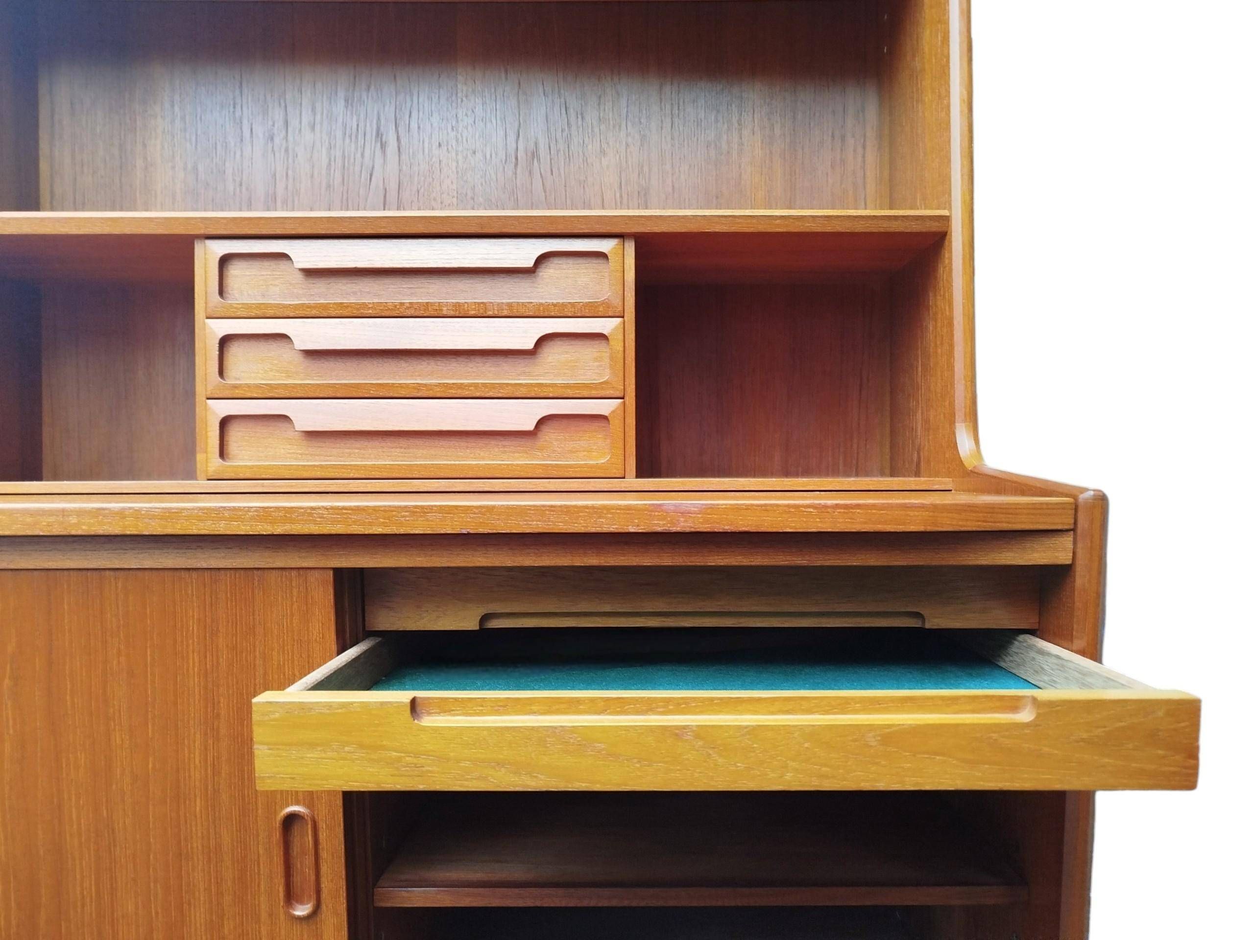 Danish teak secretary bureau with bookcase, Larsens Møbler, 1960s
