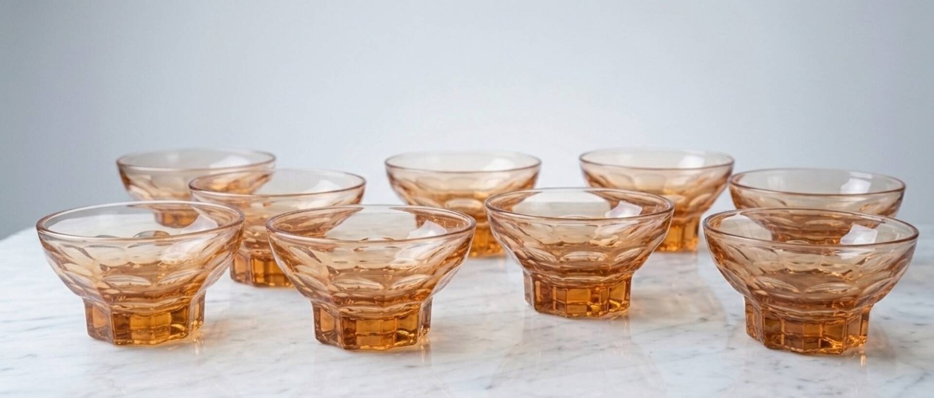 amber glass Art Deco cups