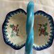 Large Basket Emaux de Longwy F3 B5000 - Twisted Turquoise Handle -
