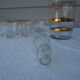 Golden liqueur service from the 1950s-1960s and its 12 glasses.