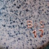 Vase in turned sandstone, greyish blue, blue spotted. Sacendinavian work, circa 1970