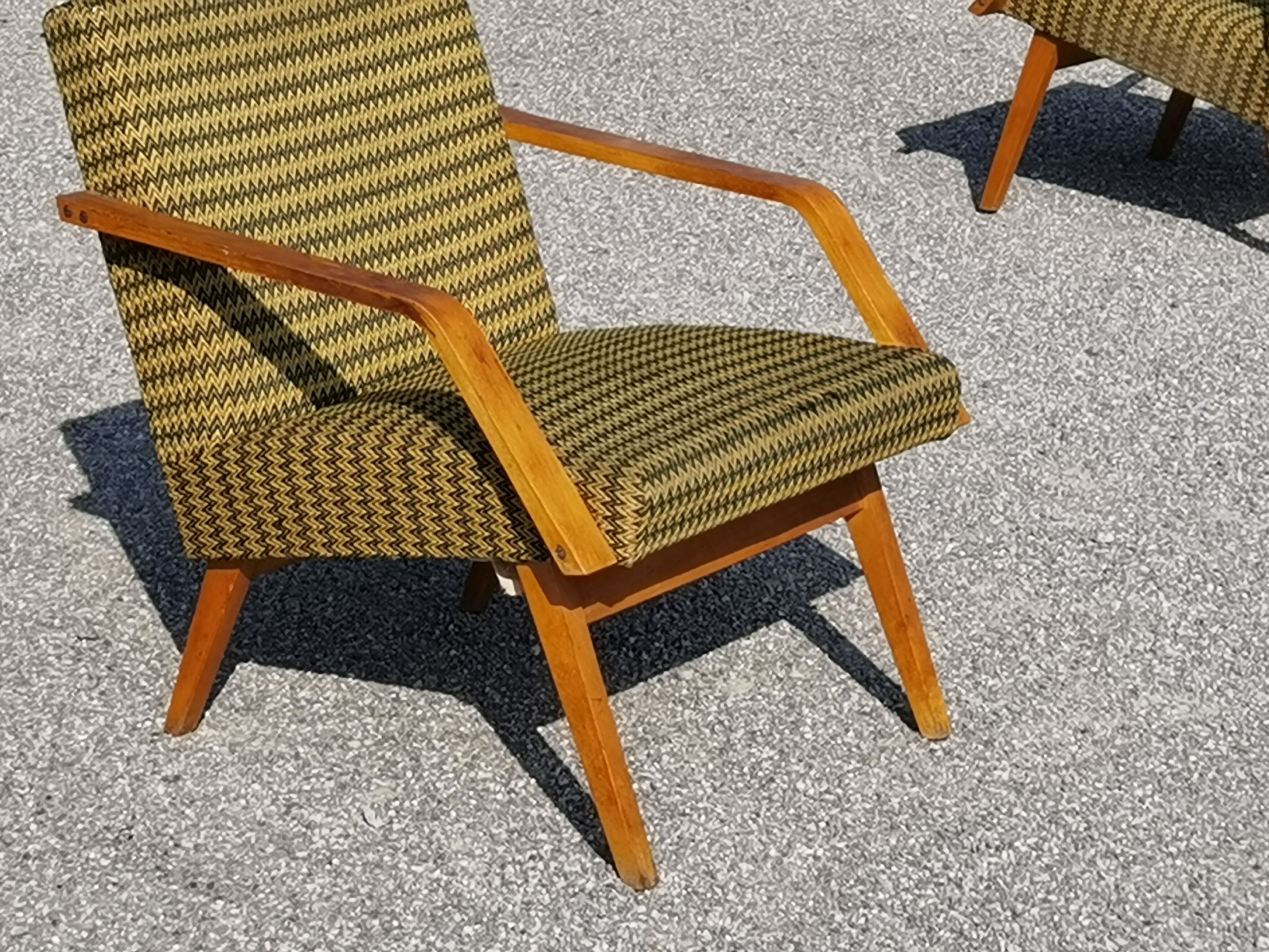 Pair of antique armchair Mier Topolcany green/yellow