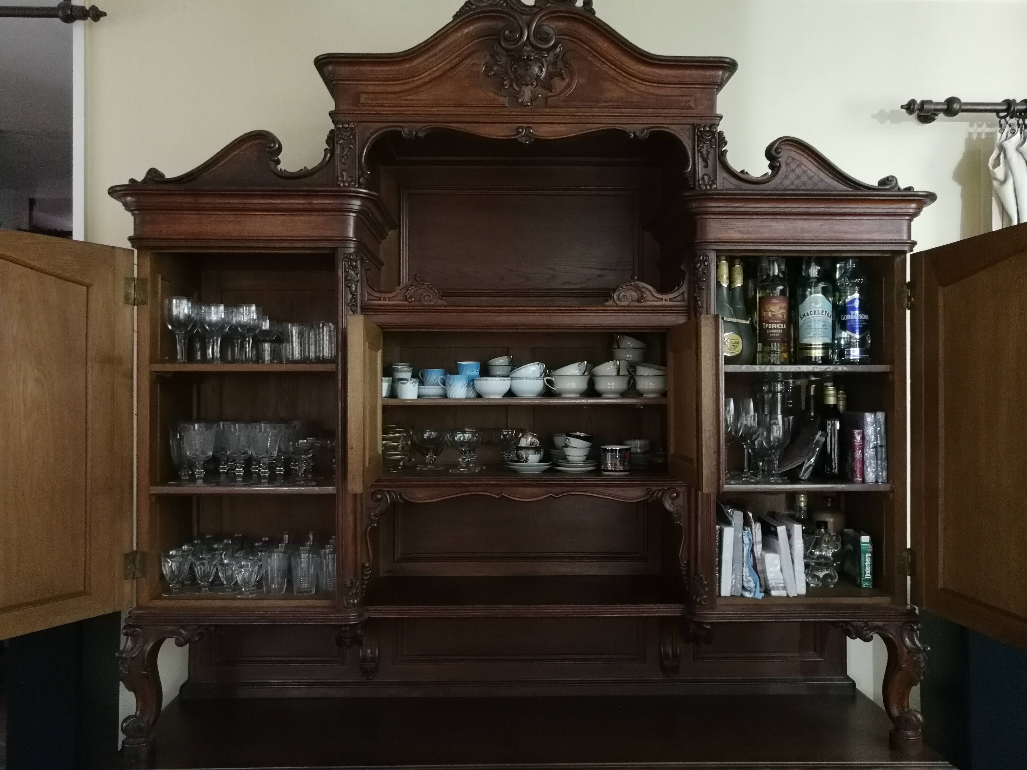 Upper part of an antique 19th-century dresser, Louis XV style.