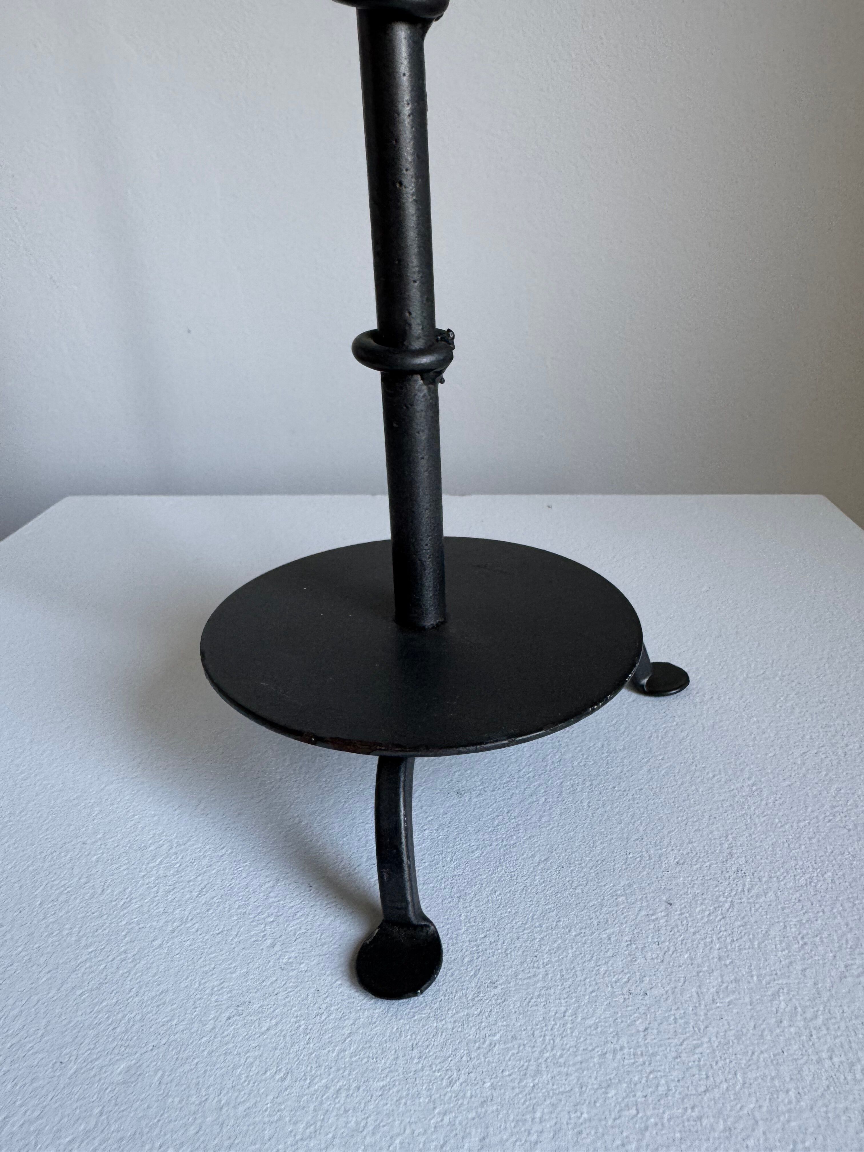 Vintage Brutalist Candle Holder In Anthracite Metal