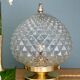 Vintage globe table lamp in moulded glass with diamond points.