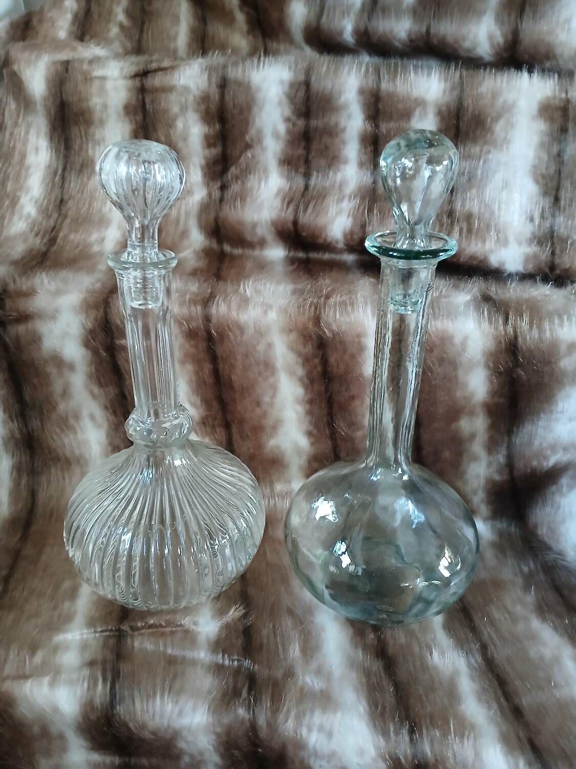 2 antique carafes