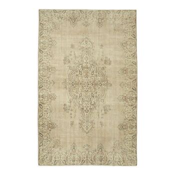 Hand-Knotted Persian Vintage 1970s 240 cm x 372 cm Beige Wool Carpet