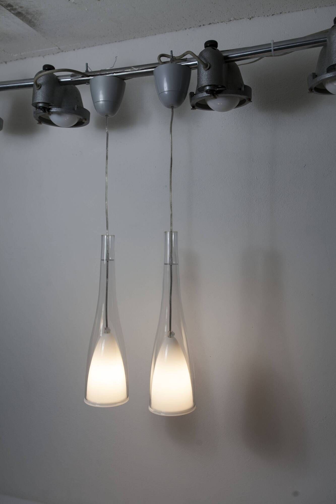 IKEA Klockspel 1980 pair of pendant lights cleaned and functional.