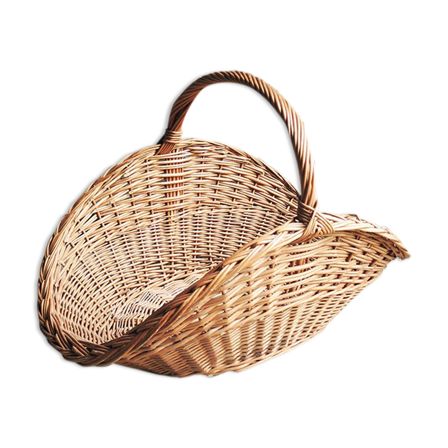 Old basket with logs in light wicker