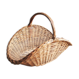 Old basket with logs in light wicker