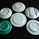 6 French Antique Asparagus Plates in Majolica