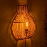 Natural rattan wall light
