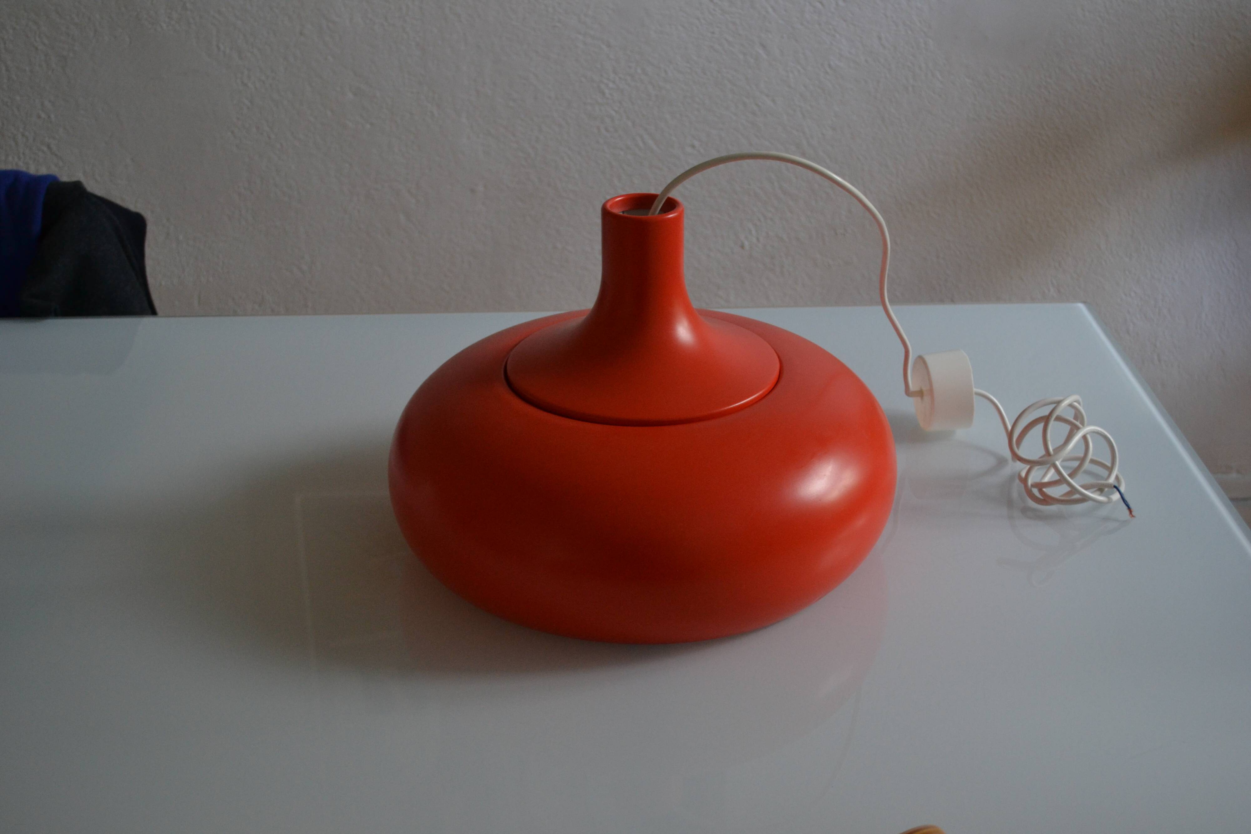 vintage suspension 1970s orange lacquered metal